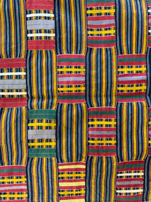 West African Ghana Ewe Kente mantle fragment (148 x 136cm)