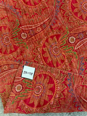 Victorian Turkey red Paisley bed coverlet (218 x 178cm)