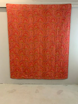 Victorian Turkey red Paisley bed coverlet (218 x 178cm)