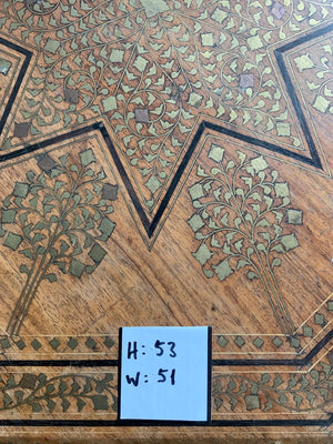 Indian Punjab Hoshiapur folding brass inlay octagonal table (53 x 51cm)