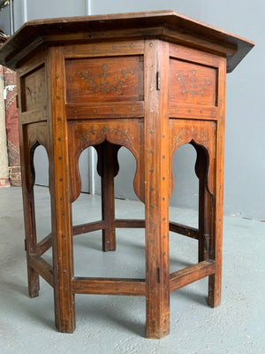 Indian Punjab Hoshiapur folding brass inlay octagonal table (53 x 51cm)