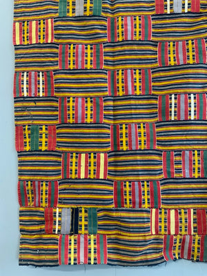 West African Ghana Ewe Kente mantle fragment (148 x 136cm)