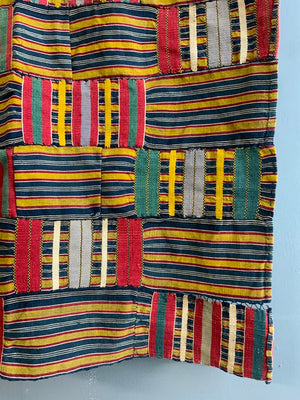 West African Ghana Ewe Kente mantle fragment (148 x 136cm)