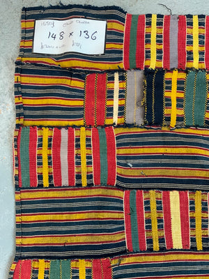 West African Ghana Ewe Kente mantle fragment (148 x 136cm)