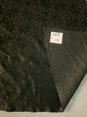 French antique black semi circular silk damask (283 x 112cm)