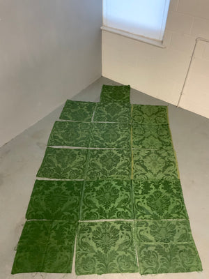 Continental antique green damask silk peices [16]