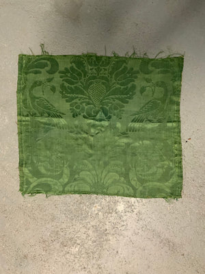 Continental antique green damask silk peices [16]