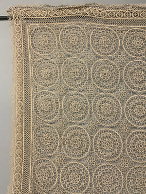 Large antique European tatting bedcover (265 x 243cm)