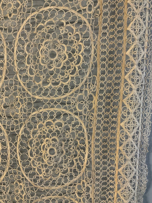 Large antique European tatting bedcover (265 x 243cm)