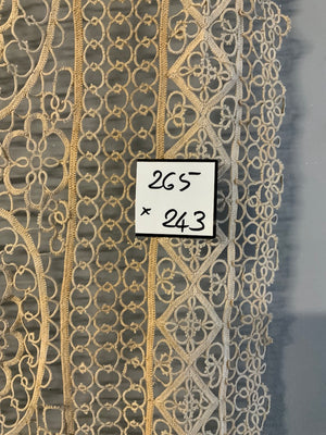 Large antique European tatting bedcover (265 x 243cm)