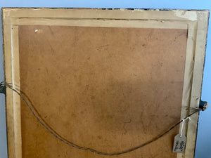 Victorian gold silk lampas framed and glazed (114 x 58cm)