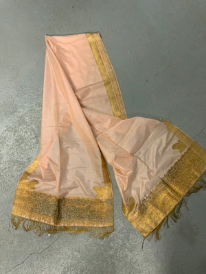 Indian Banaras or Lucknow vintage silk stole (231 x 54cm)
