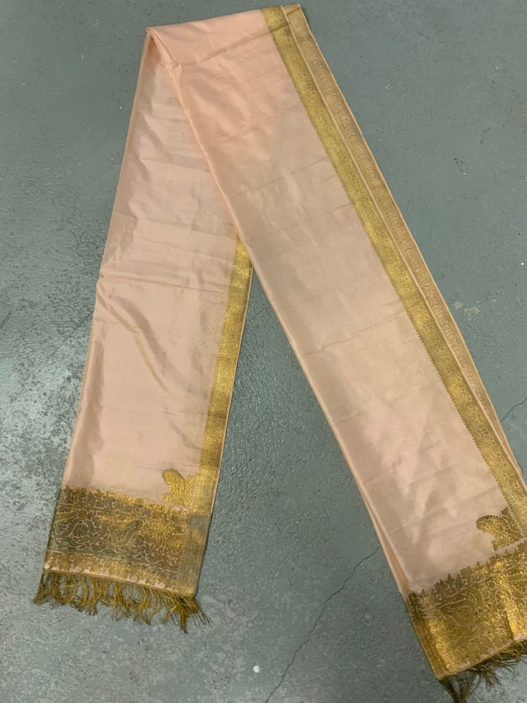 Indian Banaras or Lucknow vintage silk stole (231 x 54cm)