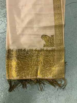 Indian Banaras or Lucknow vintage silk stole (231 x 54cm)