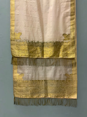 Indian Banaras or Lucknow vintage silk stole (231 x 54cm)