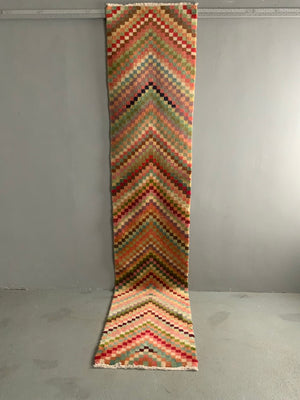 Turkish chevron design Tülü runner (330 x 68cm) *new