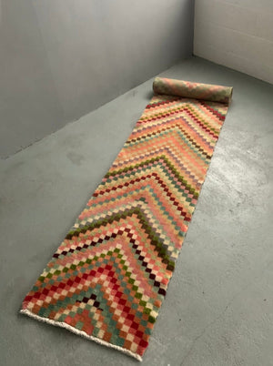 Turkish chevron design Tülü runner (330 x 68cm) *new