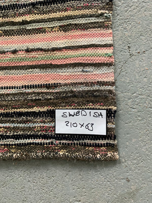 Swedish vintage rag-rug type flatweave runner (210 x 65cm)