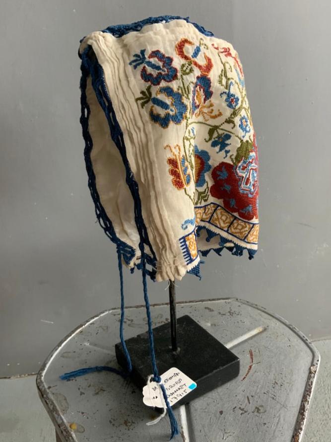 Macedonian antique embroidered small bonnet (20 x 18cm)