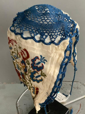 Macedonian antique embroidered small bonnet (20 x 18cm)