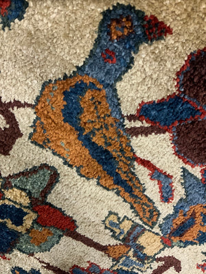 Turkish silk white ground 'Afshar' design rug (173 x 135cm) *new