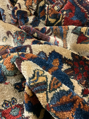 Turkish silk white ground 'Afshar' design rug (173 x 135cm) *new