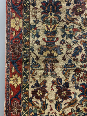 Turkish silk white ground 'Afshar' design rug (173 x 135cm) *new