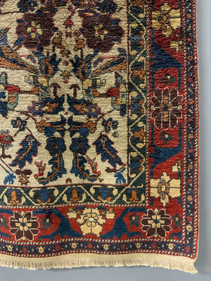 Turkish silk white ground 'Afshar' design rug (173 x 135cm) *new