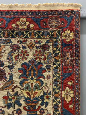 Turkish silk white ground 'Afshar' design rug (173 x 135cm) *new