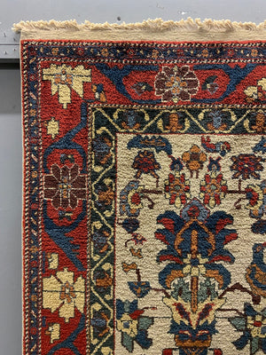 Turkish silk white ground 'Afshar' design rug (173 x 135cm) *new