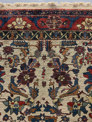 Turkish silk white ground 'Afshar' design rug (173 x 135cm) *new