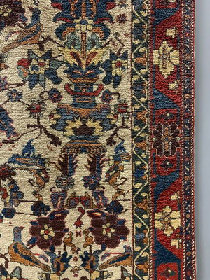 Turkish silk white ground 'Afshar' design rug (173 x 135cm) *new