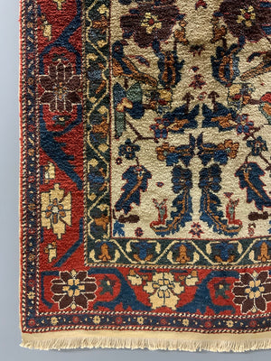 Turkish silk white ground 'Afshar' design rug (173 x 135cm) *new