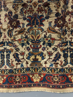 Turkish silk white ground 'Afshar' design rug (173 x 135cm) *new