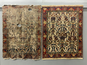 Turkish silk white ground 'Afshar' design rug (173 x 135cm) *new