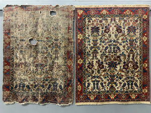 Turkish silk white ground 'Afshar' design rug (173 x 135cm) *new