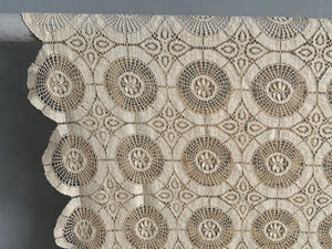 Vintage drawn-work cotton cover ( 190 x 170cm )