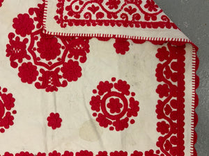 Hungarian vintage red cotton embroidery (62 x 66cm)