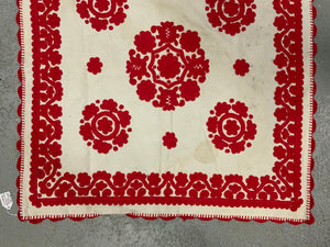 Hungarian vintage red cotton embroidery (62 x 66cm)