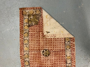 Turkish vintage handloomed block print bolster cushion cover (79 x 46cm)