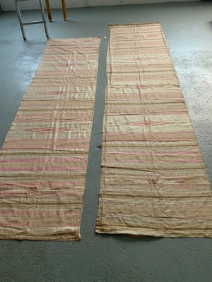 [2] Two pieces of Syrian silk in pink / white / gilt (~300 x 75cm) *AF