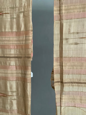 [2] Two pieces of Syrian silk in pink / white / gilt (~300 x 75cm) *AF