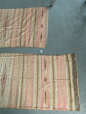 [2] Two pieces of Syrian silk in pink / white / gilt (~300 x 75cm) *AF