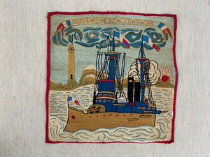 French embroidery of naval ship BURON EDMOND dated 1914-16