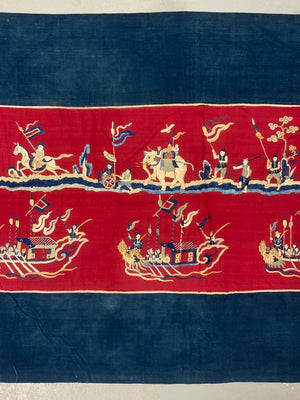 Three piece antique banner set Chinese community Burma / Thailand / SE Asian [3]