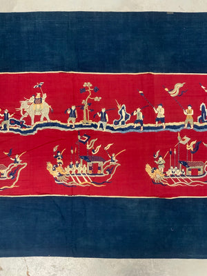 Three piece antique banner set Chinese community Burma / Thailand / SE Asian [3]