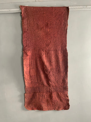 DR Congo vintage ochre red Kuba rafia skirt part (176 x 77cm)