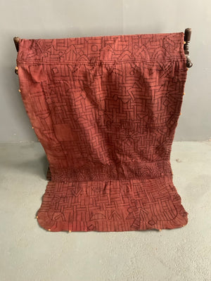 DR Congo vintage ochre red Kuba rafia skirt part (176 x 77cm)