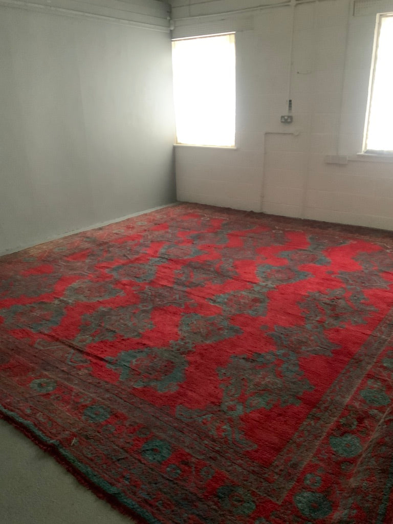 Turkish vintage 'red Turkey' Ushak oversize carpet (420 x 390cm)