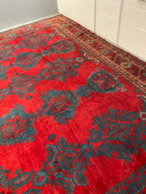 Turkish vintage 'red Turkey' Ushak oversize carpet (420 x 390cm)